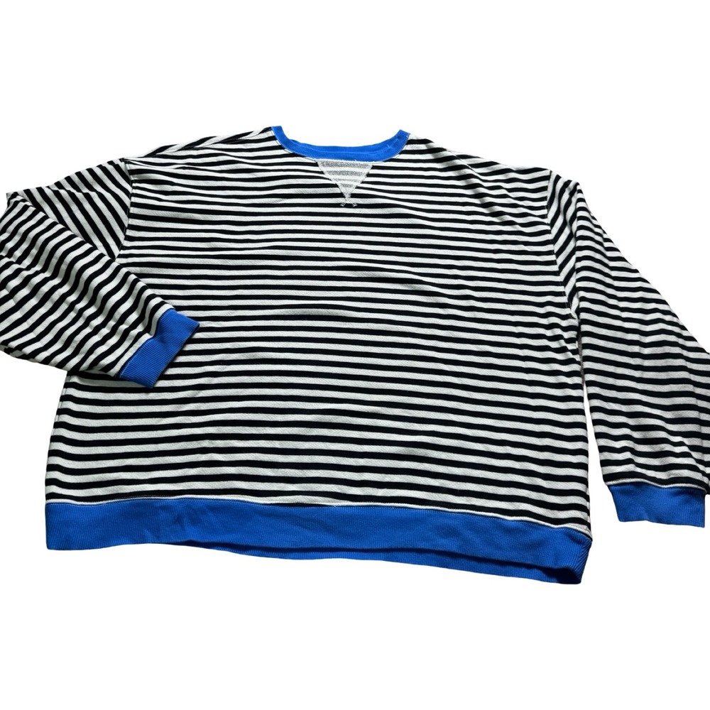 We The Free Sweatshirt Womens Large Black White Striped Blue Good Pullover